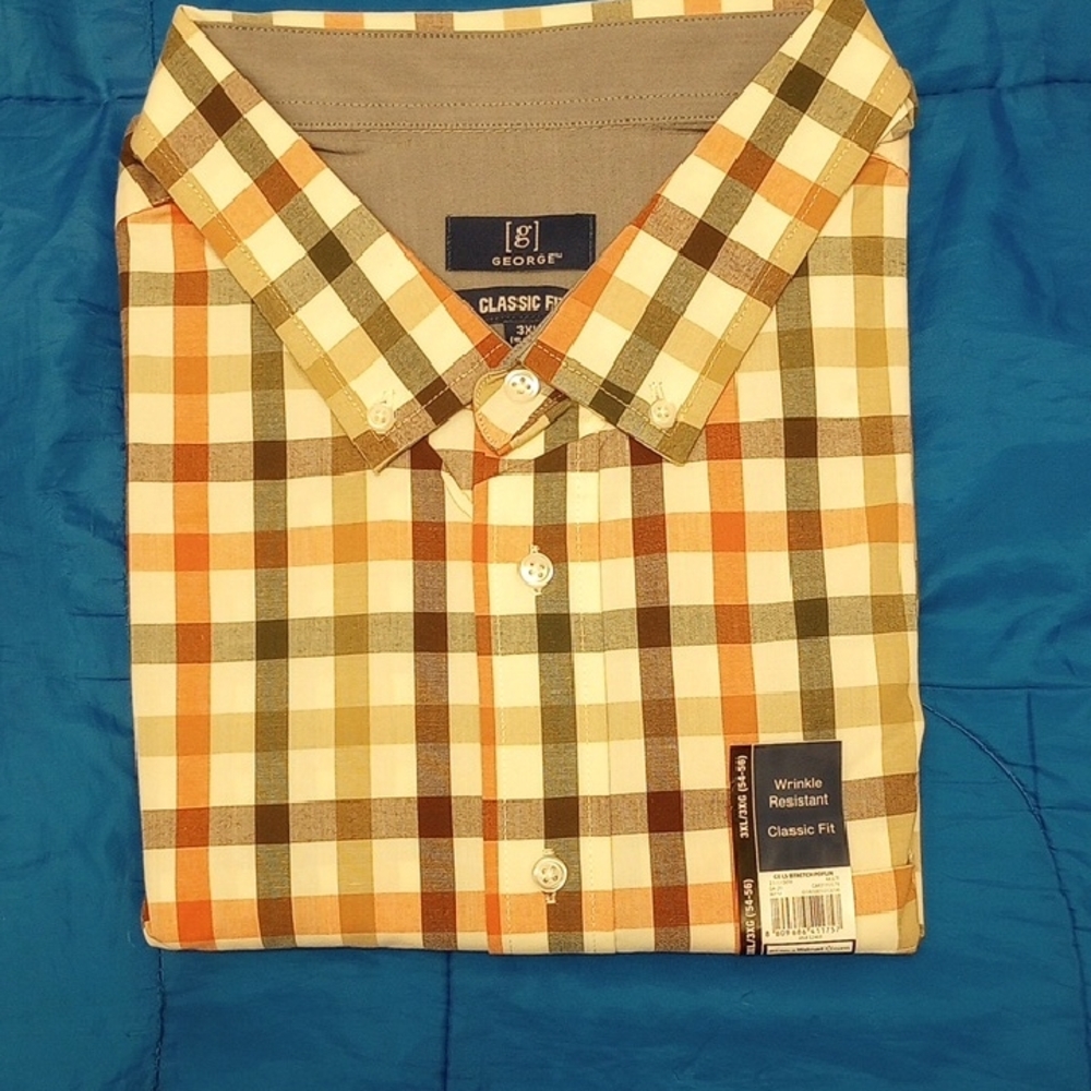 George Casual Button Down Shirt Orange and Brown